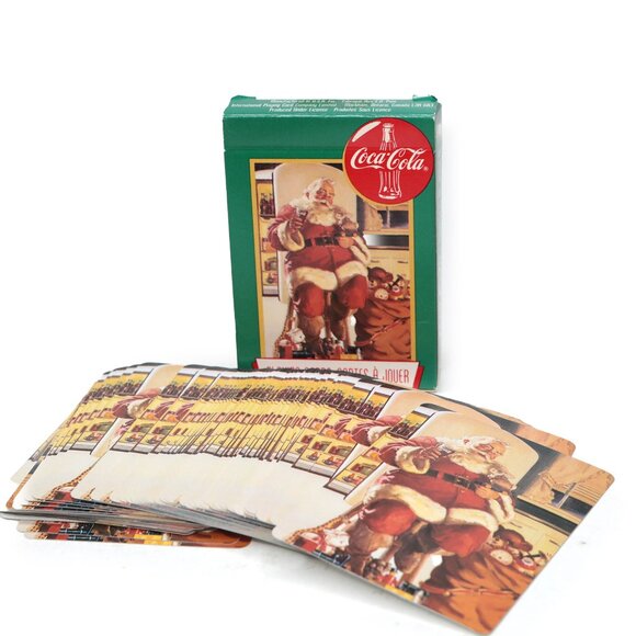 Vintage Coca Cola 1995 Christmas Playing Cards Retro Santa Holidays Made USA - Picture 1 of 9
